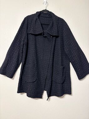 Babette Black on Black Textured Open-Front Women's Jacket Blazer Patch Pockets